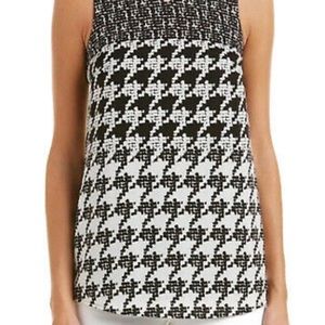 CAbi Women’s Size M Black Broken Check Houndstooth Blouse Tank Top.